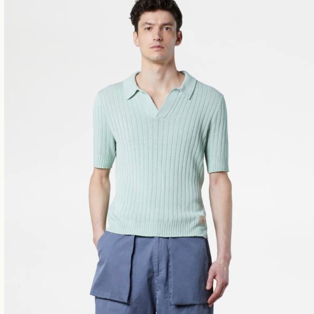 Tods Man Green Linen Blend Polo Shirt